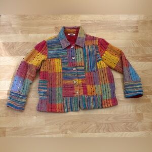Vintage Travel Smith colorful patchwork bohemian style woman’s jacket size med